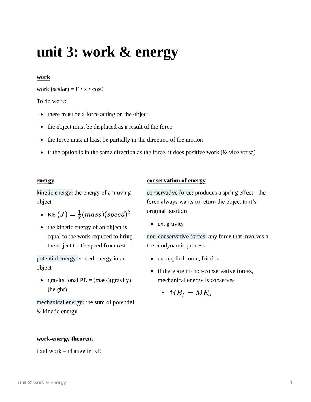 Understanding Work and Energy: Unit Overview