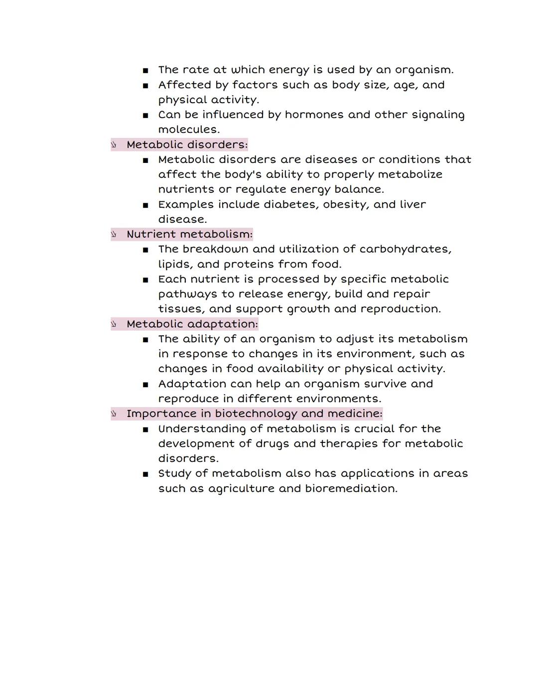 Metabolism
→ Definition: The chemical processes that occur within a living
organism to maintain life and support growth and
reproduction.
Ty
