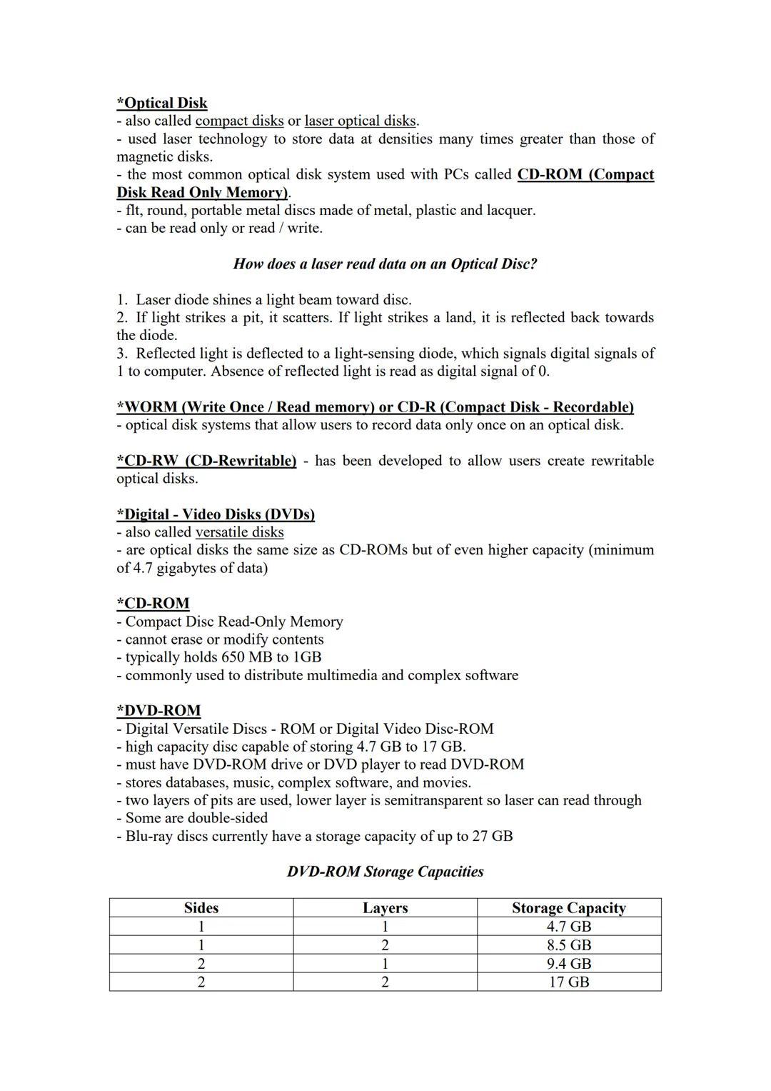 PARTS OF THE COMPUTER SYSTEM
Hardware Component of Computer Systems
*The CPU
manipulates raw data into more useful form and controls the oth