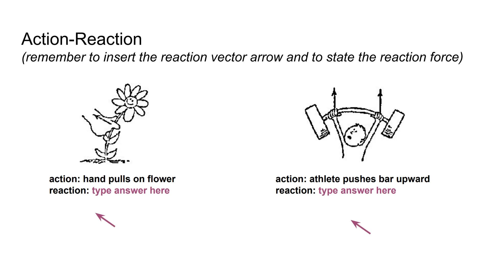 Applying Newton's 3rd Law of Motion
Reaction
Action
O
O
€ Action-Reaction
In the example to the right, the
action-reaction pair is shown by