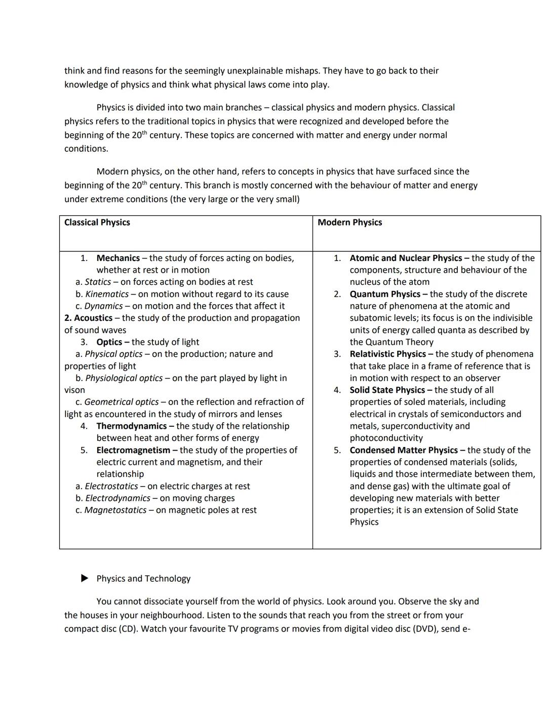 PHYSICS
The Basic Science
BRANCHES of science, nature and branches of physics, physics and technology
Physics and other branches of Science