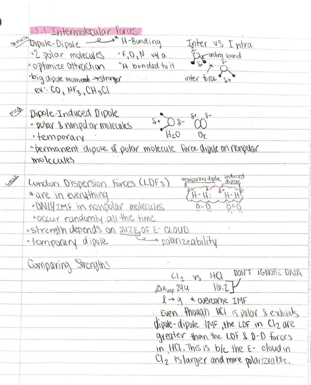 Intermolecular Forces (3.1)