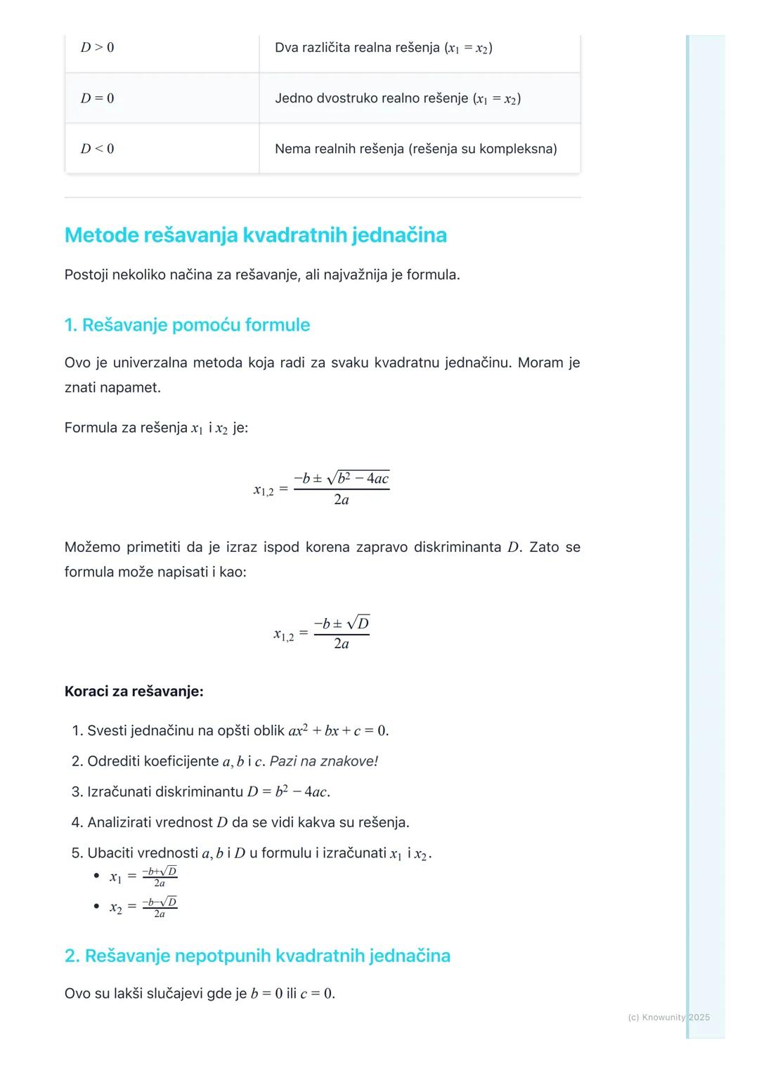 # Kvadratna jednačina
Uvod u kvadratne jednačine
Kvadratna jednačina je jednačina gde je najveći stepen nepoznate (obično x)
jednak 2. To