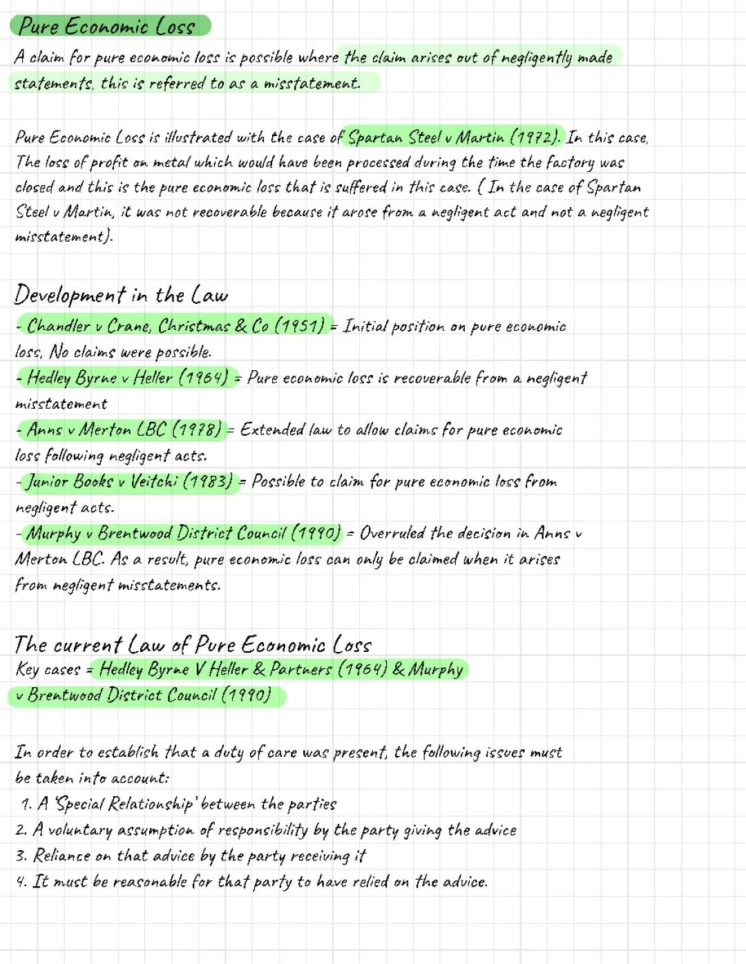 Law: Pure Economic Loss