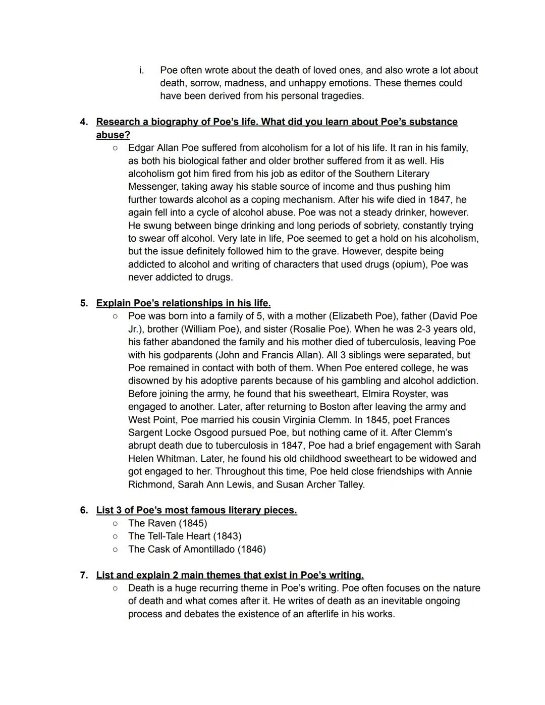 1. Who is Edgar Allan Poe and why is he worthy of researching and studying?
* Edgar Allan Poe was a poet, short-story writer, critic, and