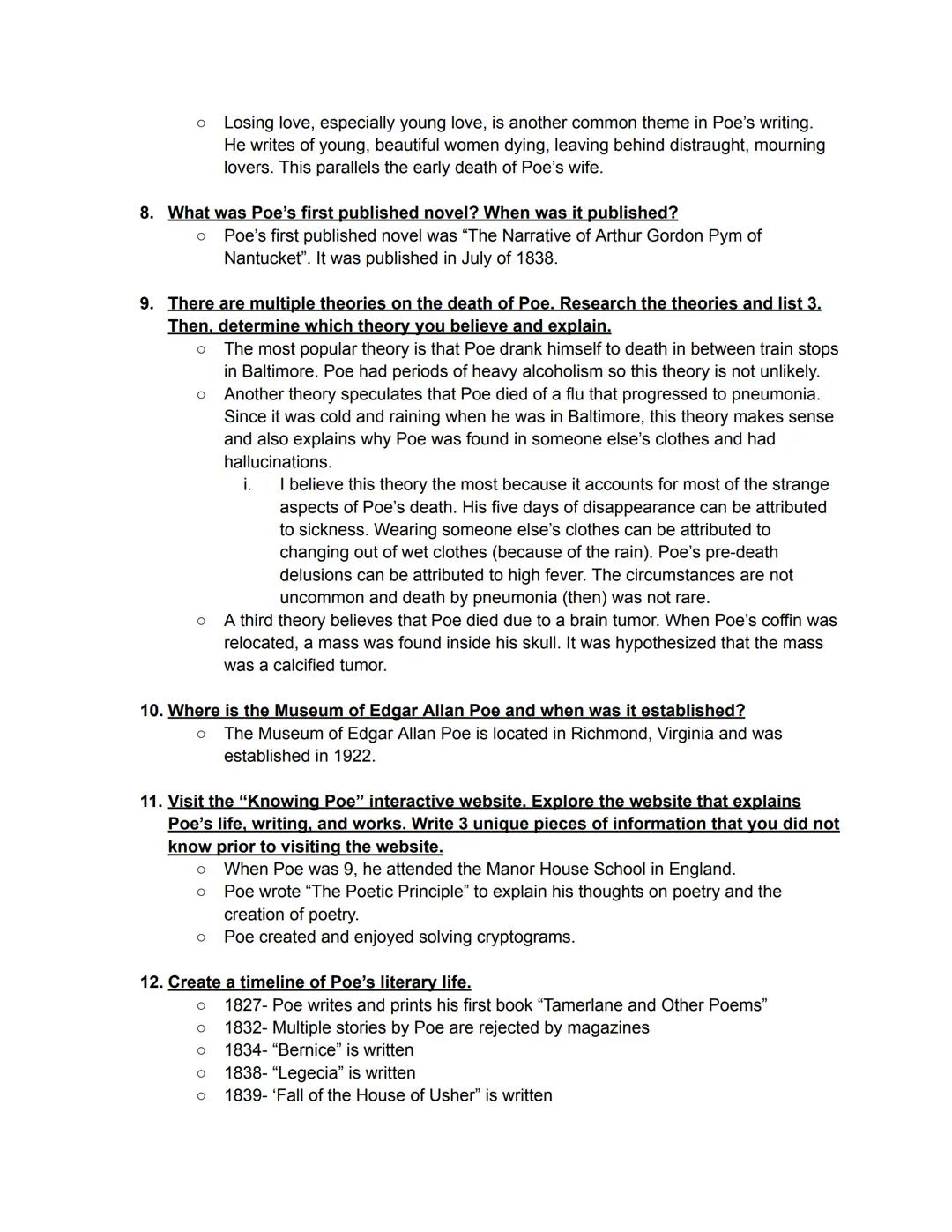 1. Who is Edgar Allan Poe and why is he worthy of researching and studying?
* Edgar Allan Poe was a poet, short-story writer, critic, and