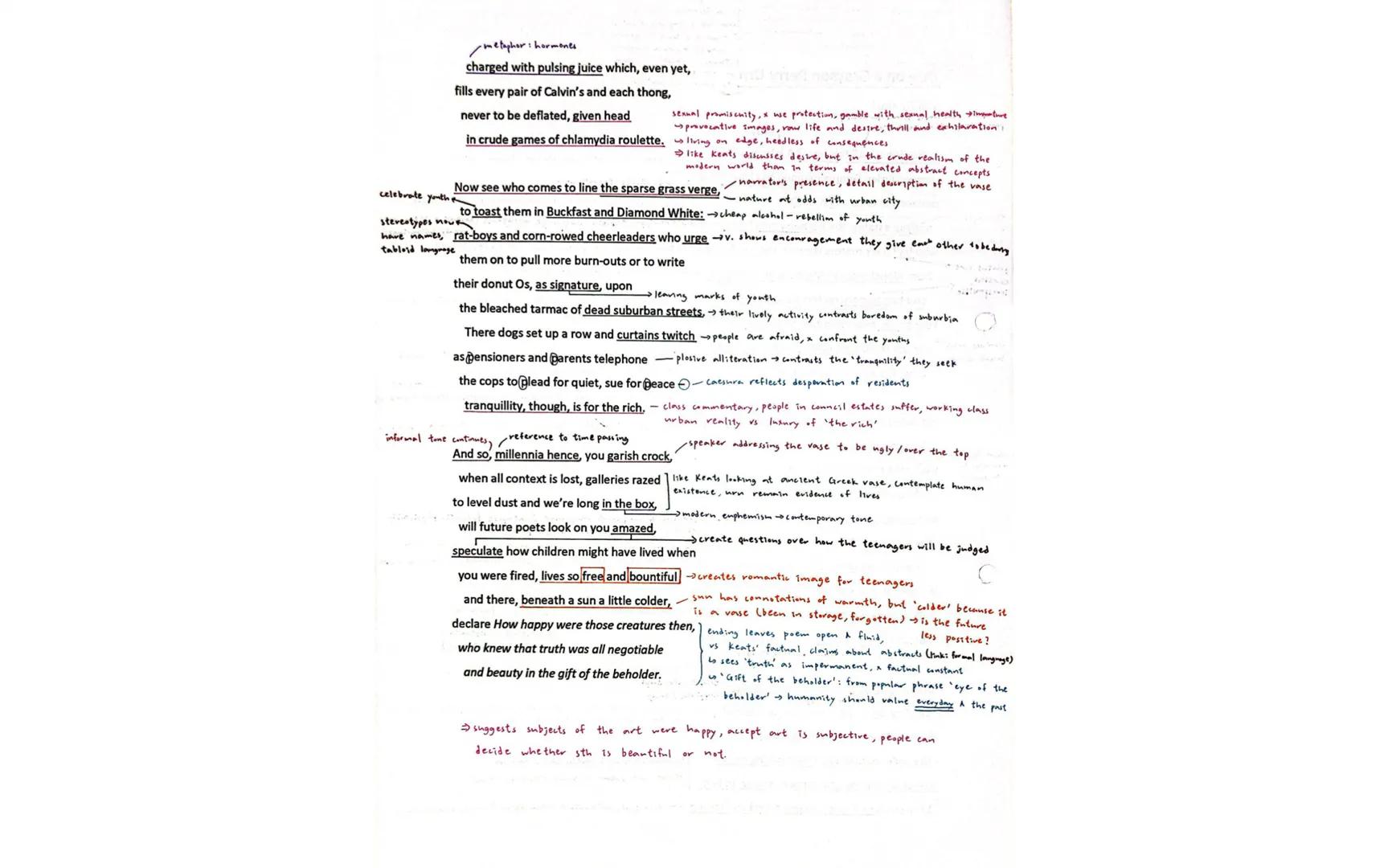 a poem addressed to a Turner Prize winer (2003),
person/thing, intended famons for ceramics A cross-
to be sung, ruminative dressing, combin