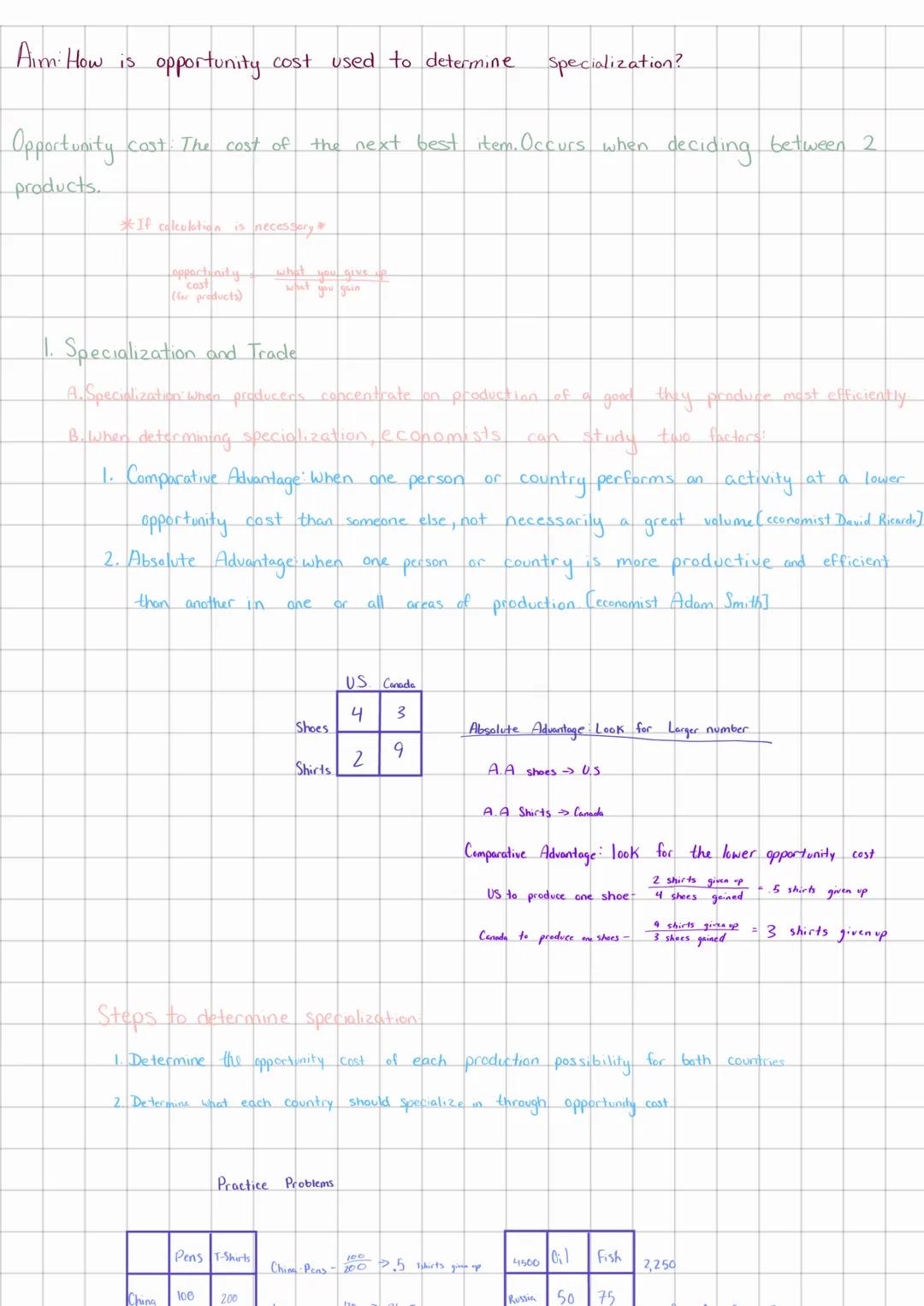 Aim: How is opportunity cost used to determine
Opportunity
products.
Cost: The cost of
*If calculation is necessary *
opportunity
cost
(for