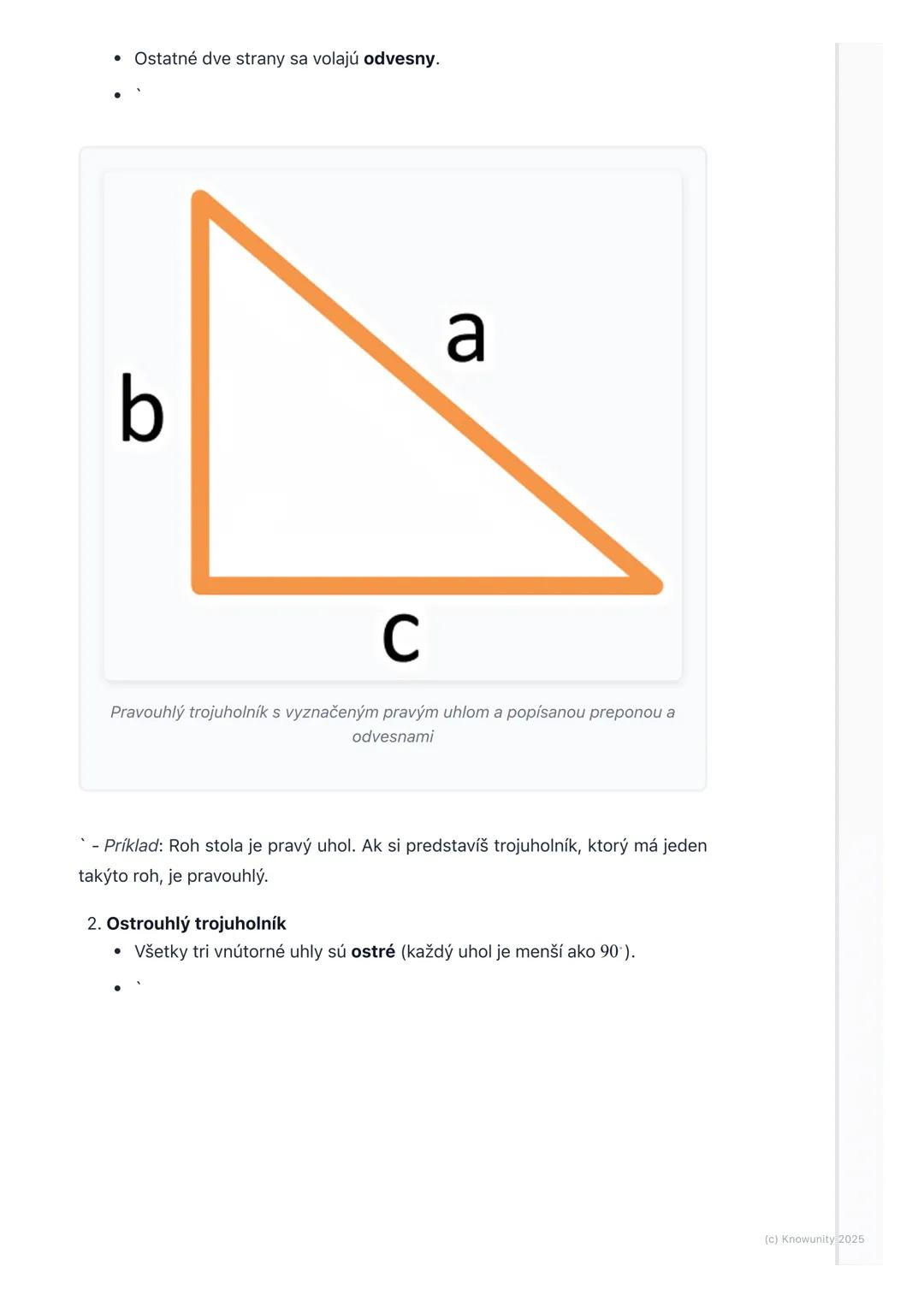 # Trojuholník - základné pojmy
1. Prehľad trojuholníkov
Trojuholník je jeden z najzákladnejších tvarov v geometrii. Stretávame sa s ním
vš