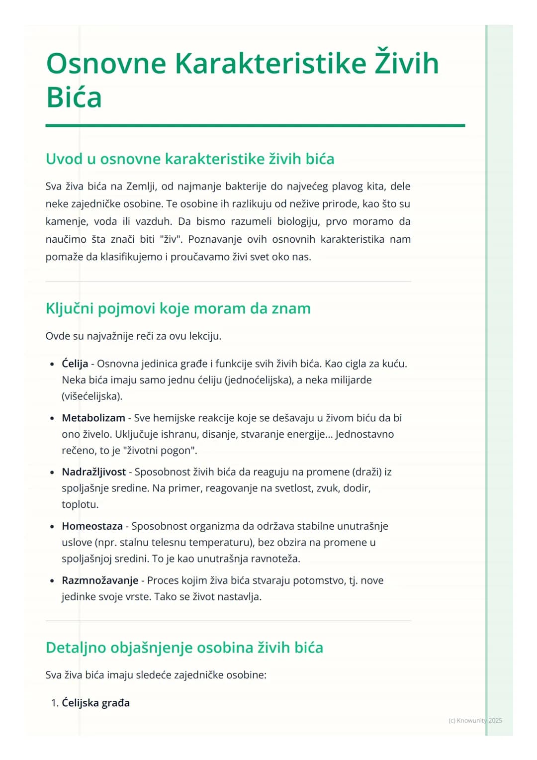 # Osnovne Karakteristike Živih
Bića
Uvod u osnovne karakteristike živih bića
Sva živa bića na Zemlji, od najmanje bakterije do najvećeg pl