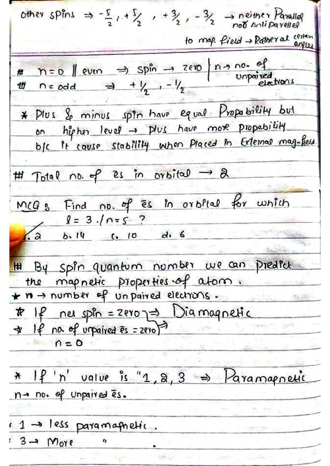 Quantum Numbers o
"Set of numerical values obtained from
with
Scherdanger equation, exception to spin Quantum
number that describes the det