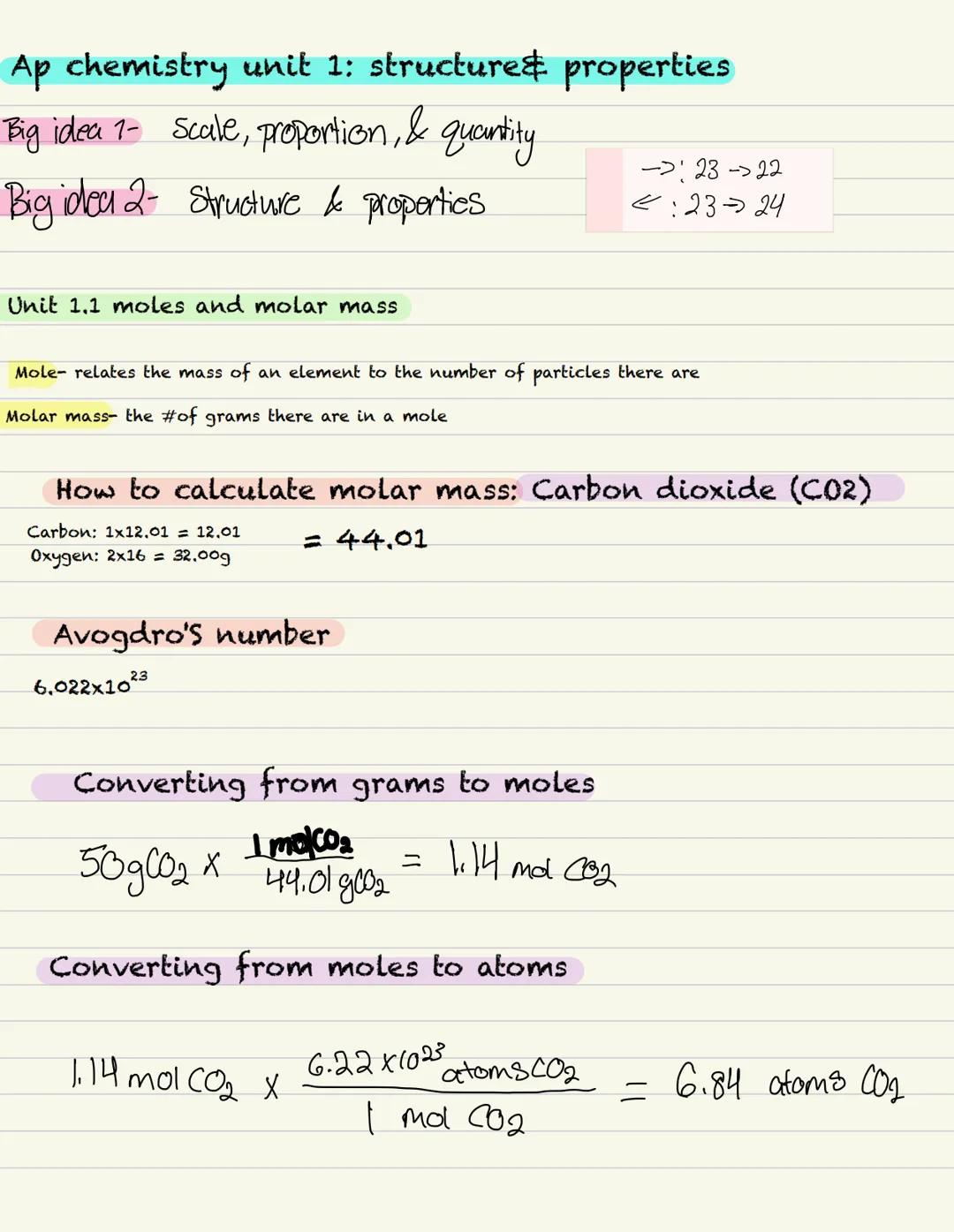 Ap chemistry unit 1: structure& properties
Big idea 1- Scale, proportion, & quantity
Big idea 2- Structure & properties
Unit 1,1 moles and