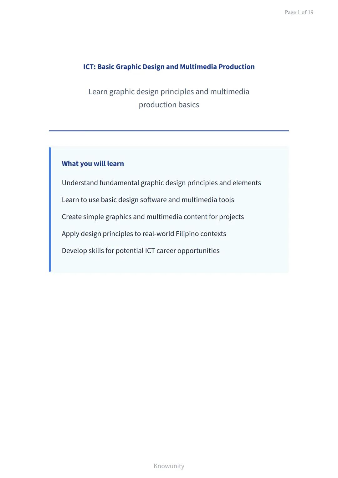 ICT: Basic Graphic Design and Multimedia Production