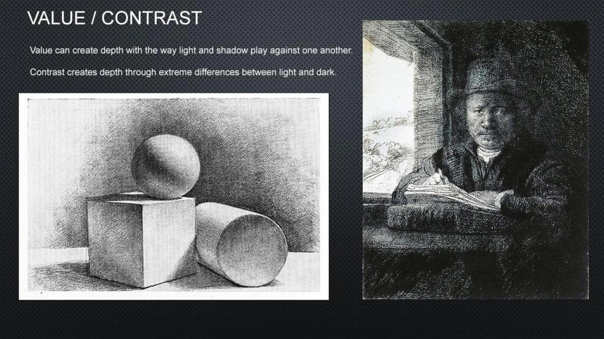 SPACE
Size Variation/Positioning
Smaller in distance Lower Close up
Larger up close Higher = Farther away
1 Point Perspective
1 Vanishing Po