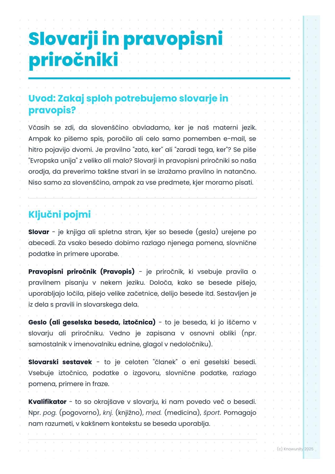 # Slovarji in pravopisni
priročniki
Uvod: Zakaj sploh potrebujemo slovarje in
pravopis?
Včasih se zdi, da slovenščino obvladamo, ker je na