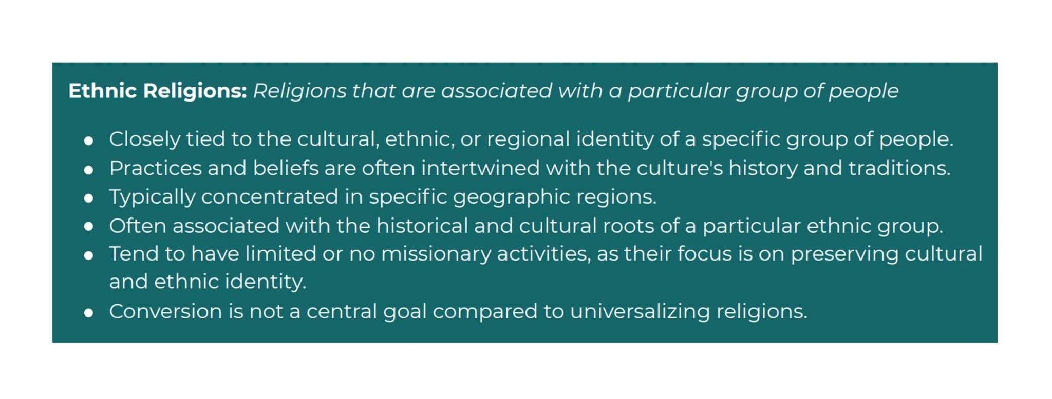 AP Human Geography
# Religion Test - Second
# 9 Weeks
Religion: Geographers recognize that religions are essential to understanding the sp