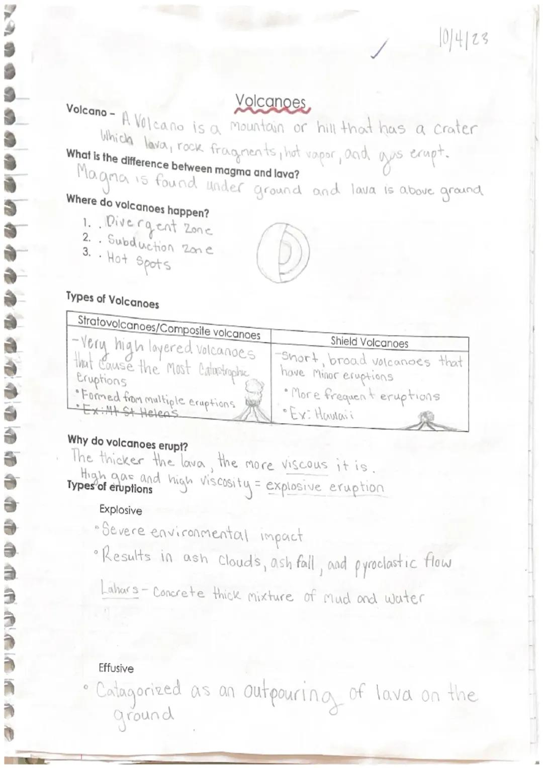 Volcanoes Notes