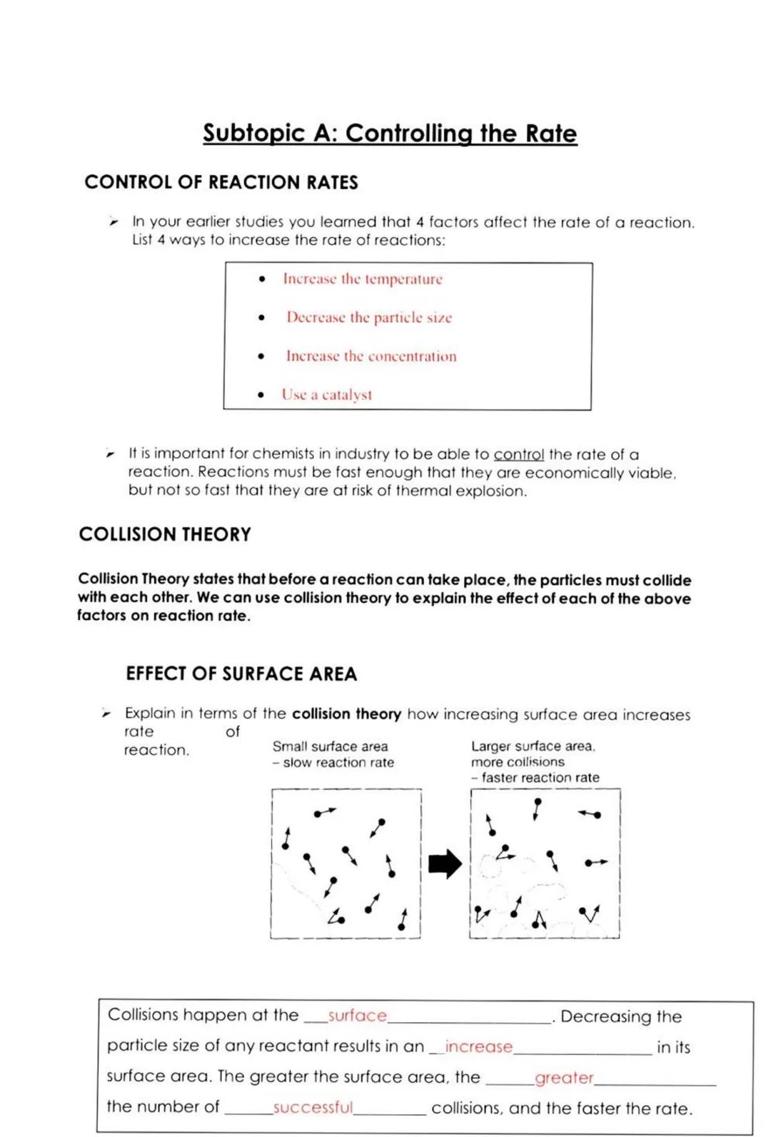Higher Chemistry Reaction rates