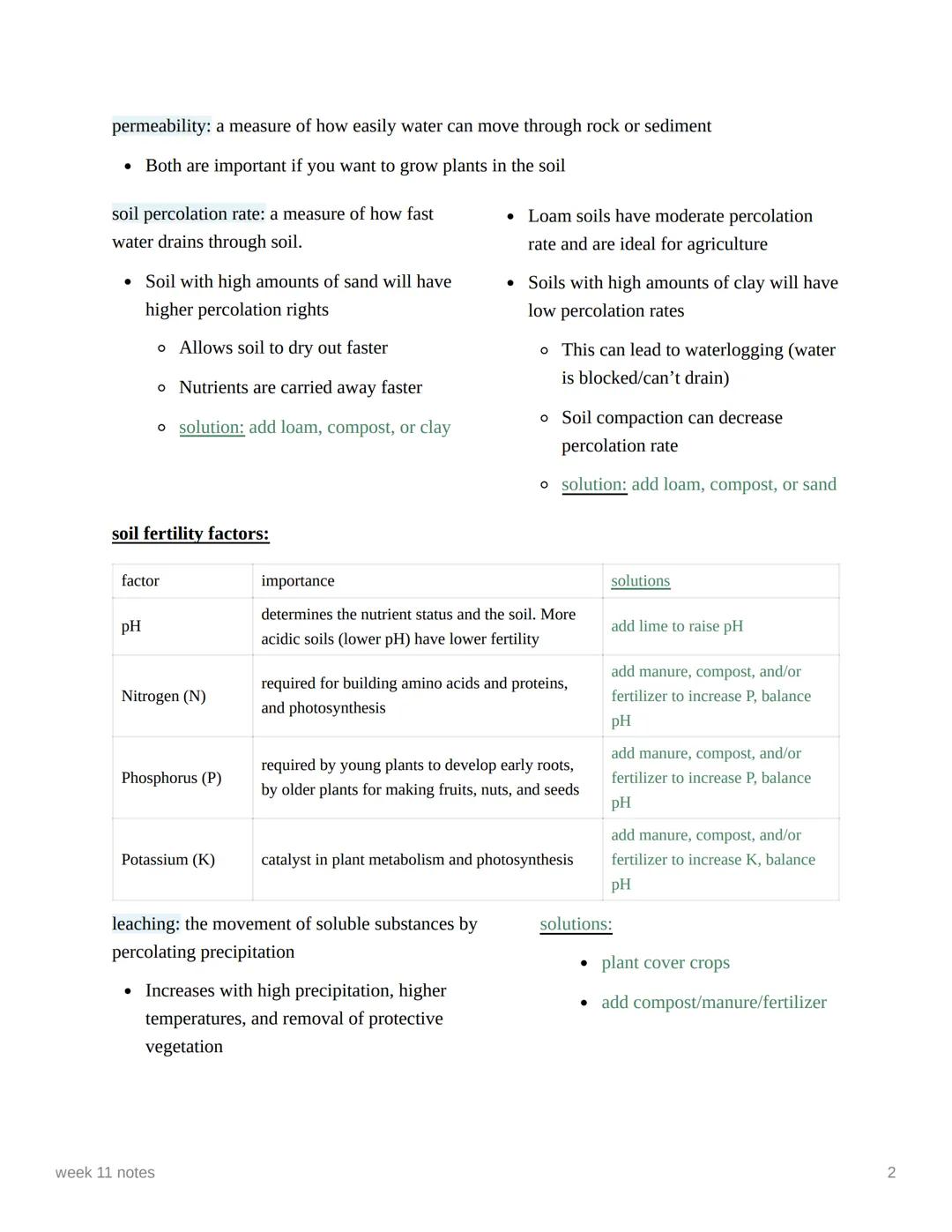 week 11 notes
soil:
succession and soil formation:
Soil forms when bedrock is weathered into mineral fragments, and organic matter (humus)
•