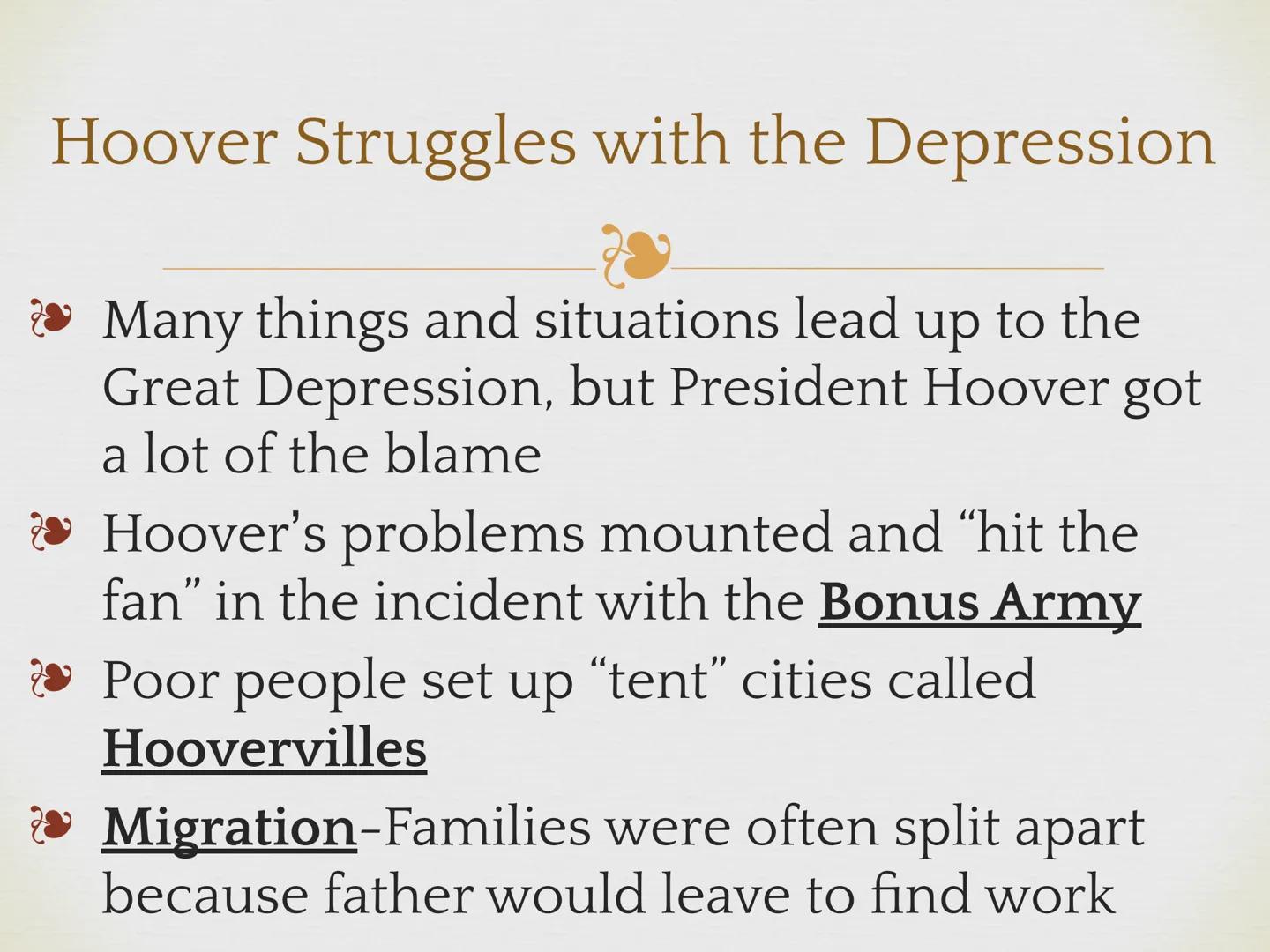# The New Deal:
Ending the Great Depression
EQ: How did the US Government
try to fix the Great Depression? # Hoover Struggles with the Depr