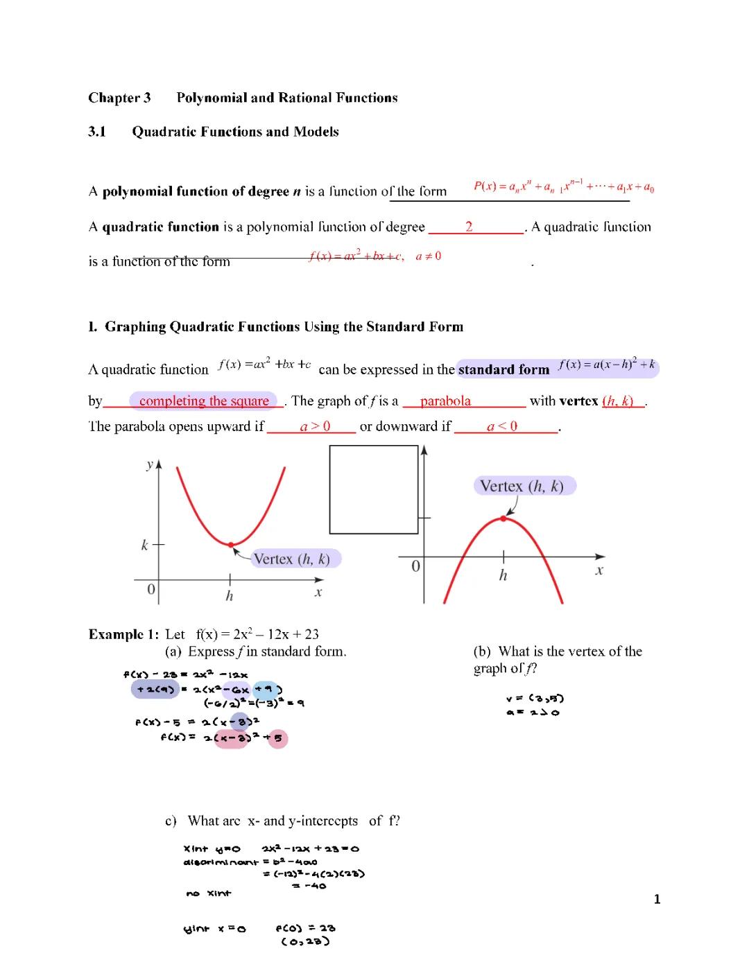 Polynomial and Rational Functions