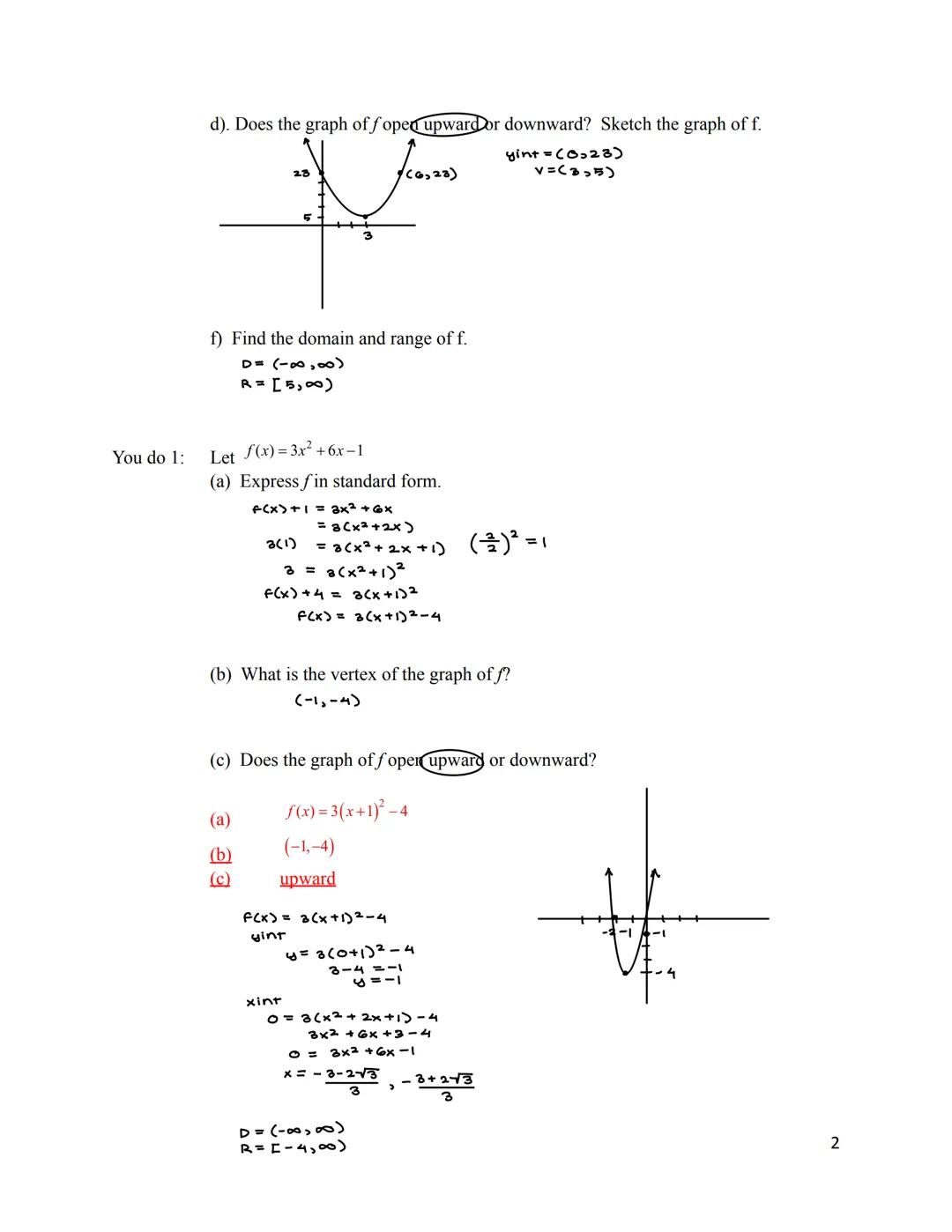 Chapter 3 Polynomial and Rational Functions
3.1 Quadratic Functions and Models
A polynomial function of degree n is a function of the form
A