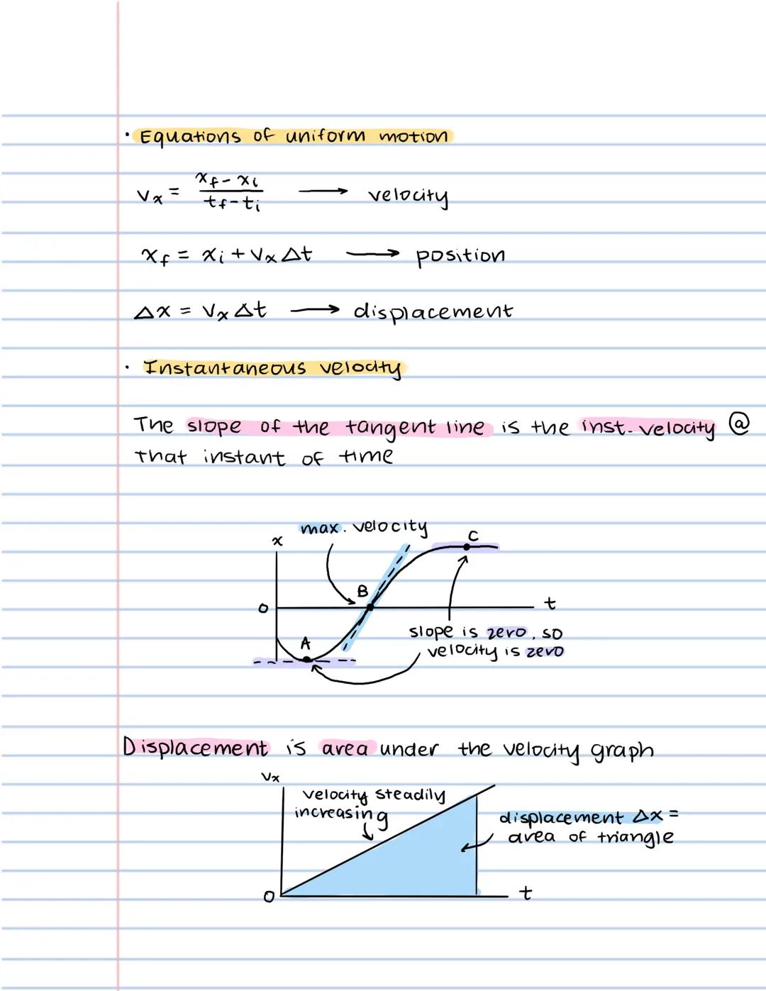 Motion in One Dimension
Describing motion.
• sign conventions for velocity:
Vx > 0
motion to the
right
.
motion up
600
400
• slope of positi
