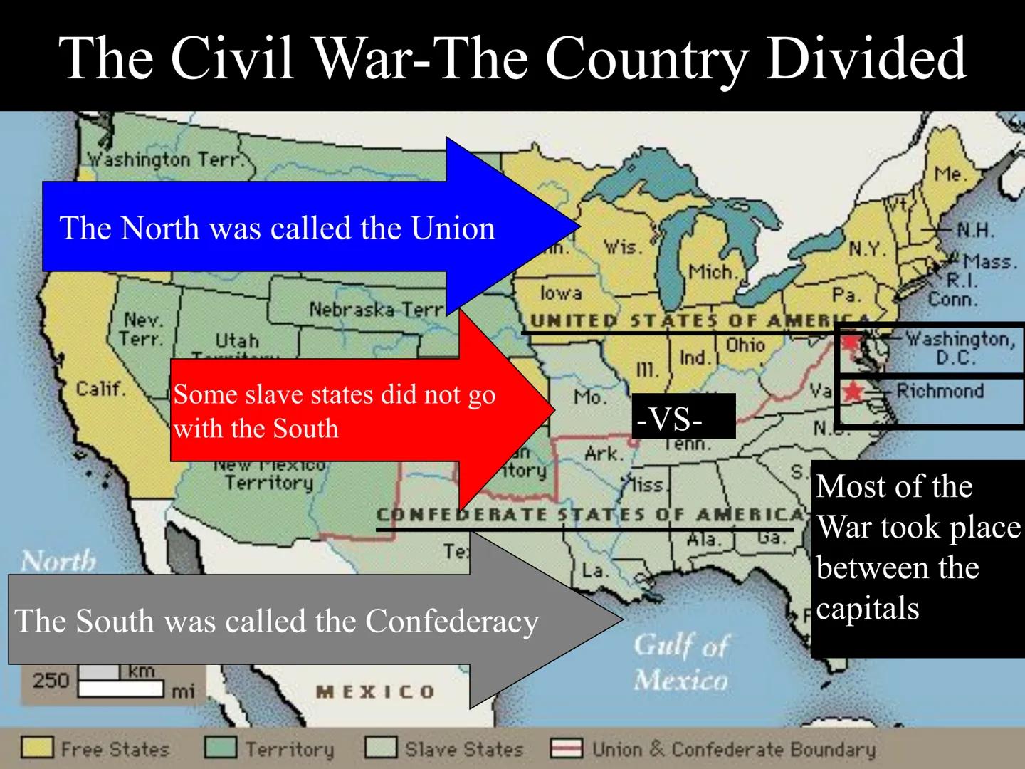 CIVIL WAR
***
Rebels
-VS-
Yankees
EQ: What are the key events of the Civil War? # Key Information on the War
* The Civil War is the 4th