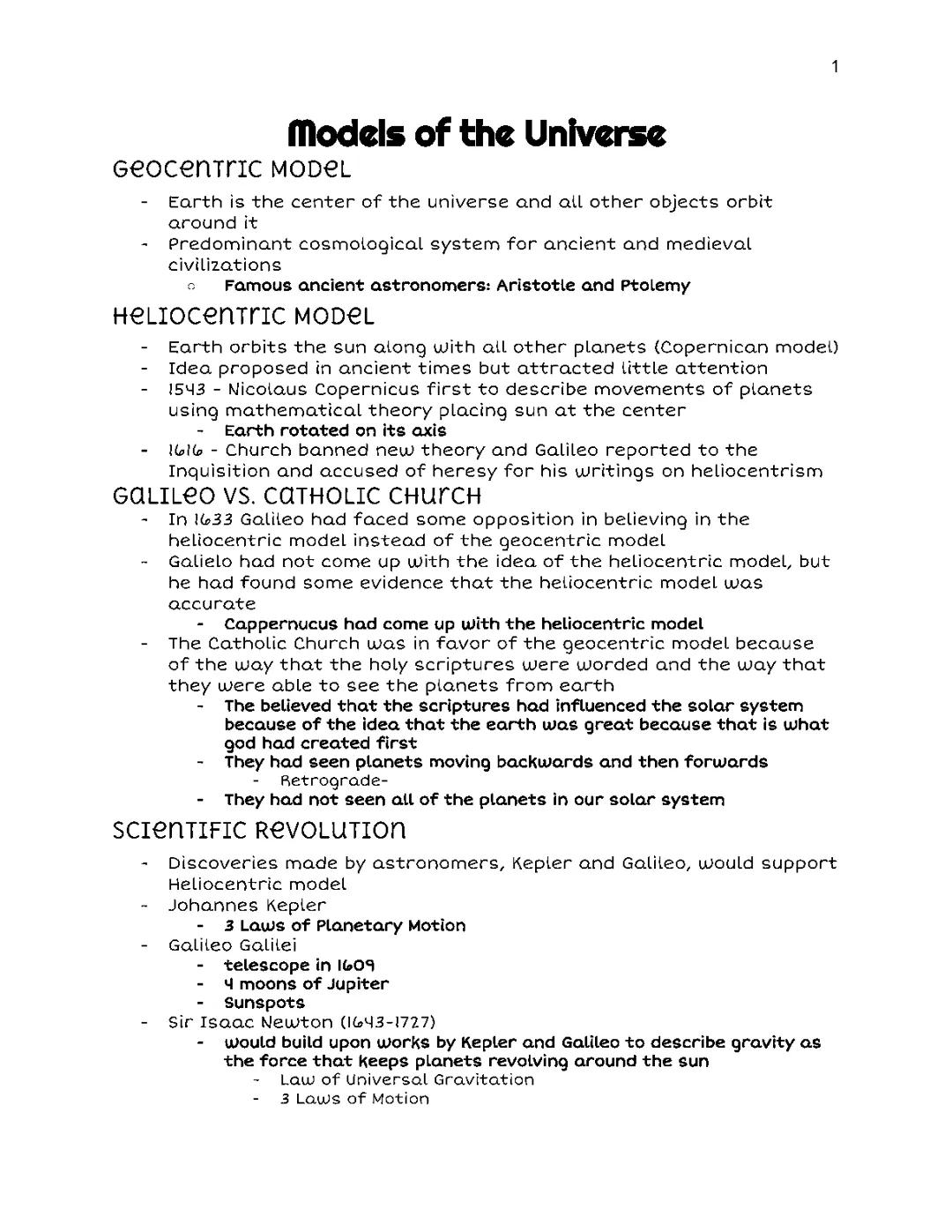 Models of the Universe