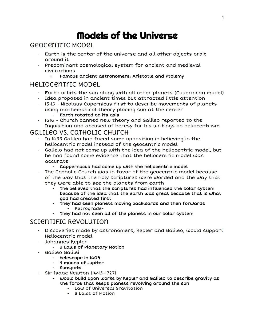 GeocentrIC MODEL
Earth is the center of the universe and all other objects orbit
around it
Models of the Universe
Predominant cosmological s