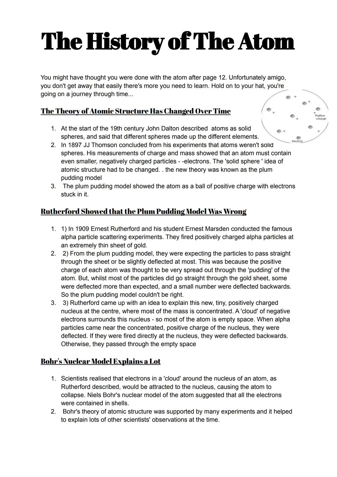 The History of The Atom
You might have thought you were done with the atom after page 12. Unfortunately amigo,
you don't get away that easil