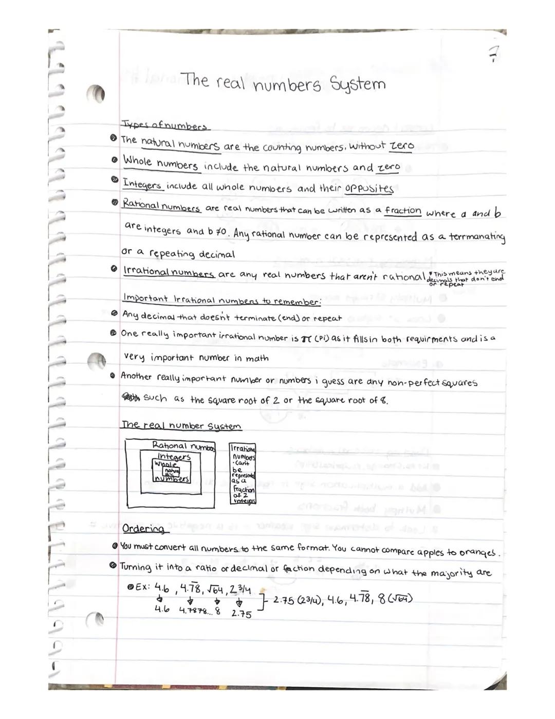 12110
(
The real numbers System
Types of numbers.
The natural numbers are the counting numbers, without zero
•Whole numbers include the natu
