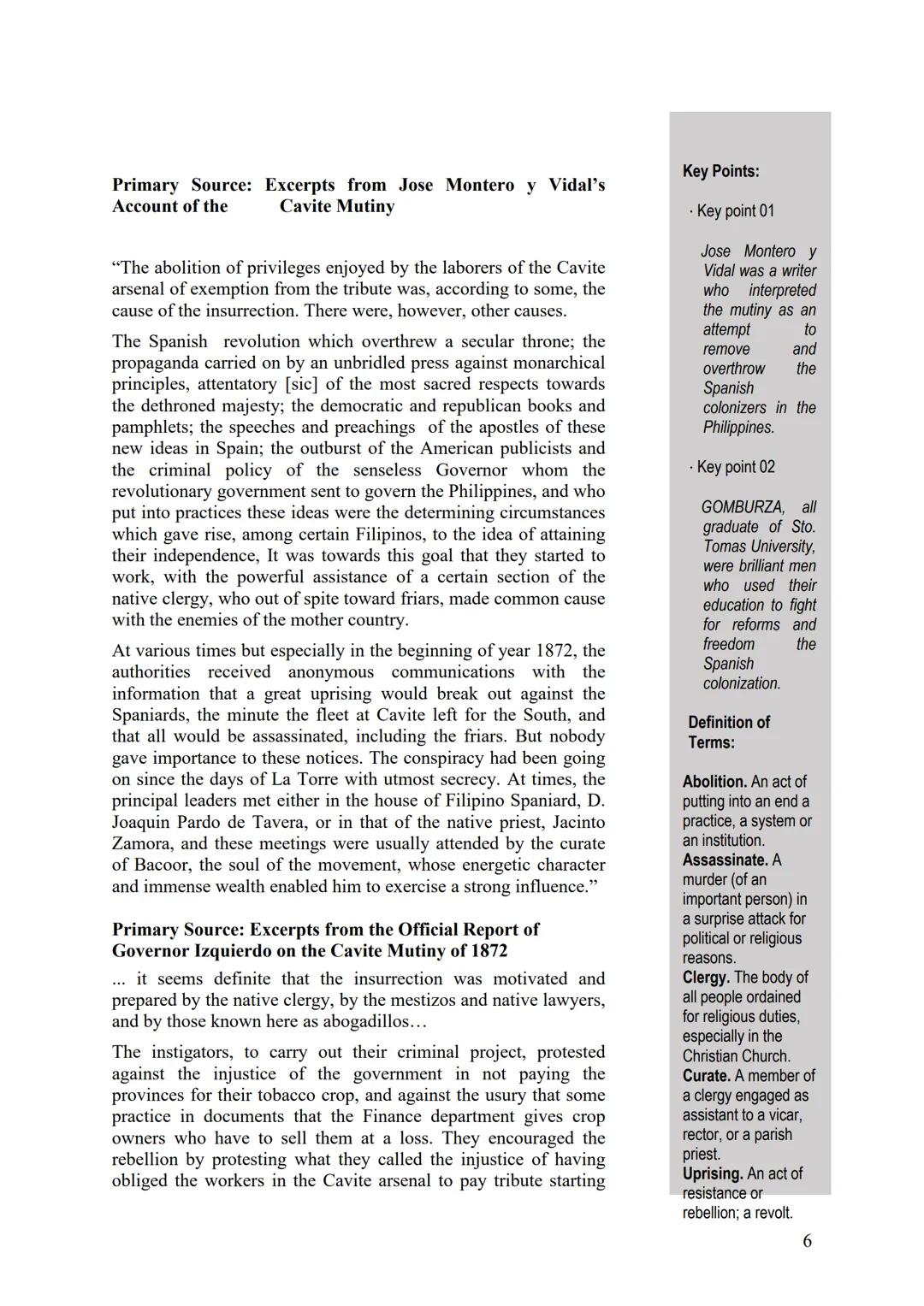 Learning Module 02
Readings in Philippine History
Learning Packet 01
The Cavite Mutiny # Learning Packet 01
The Cavite Mutiny
Introducti