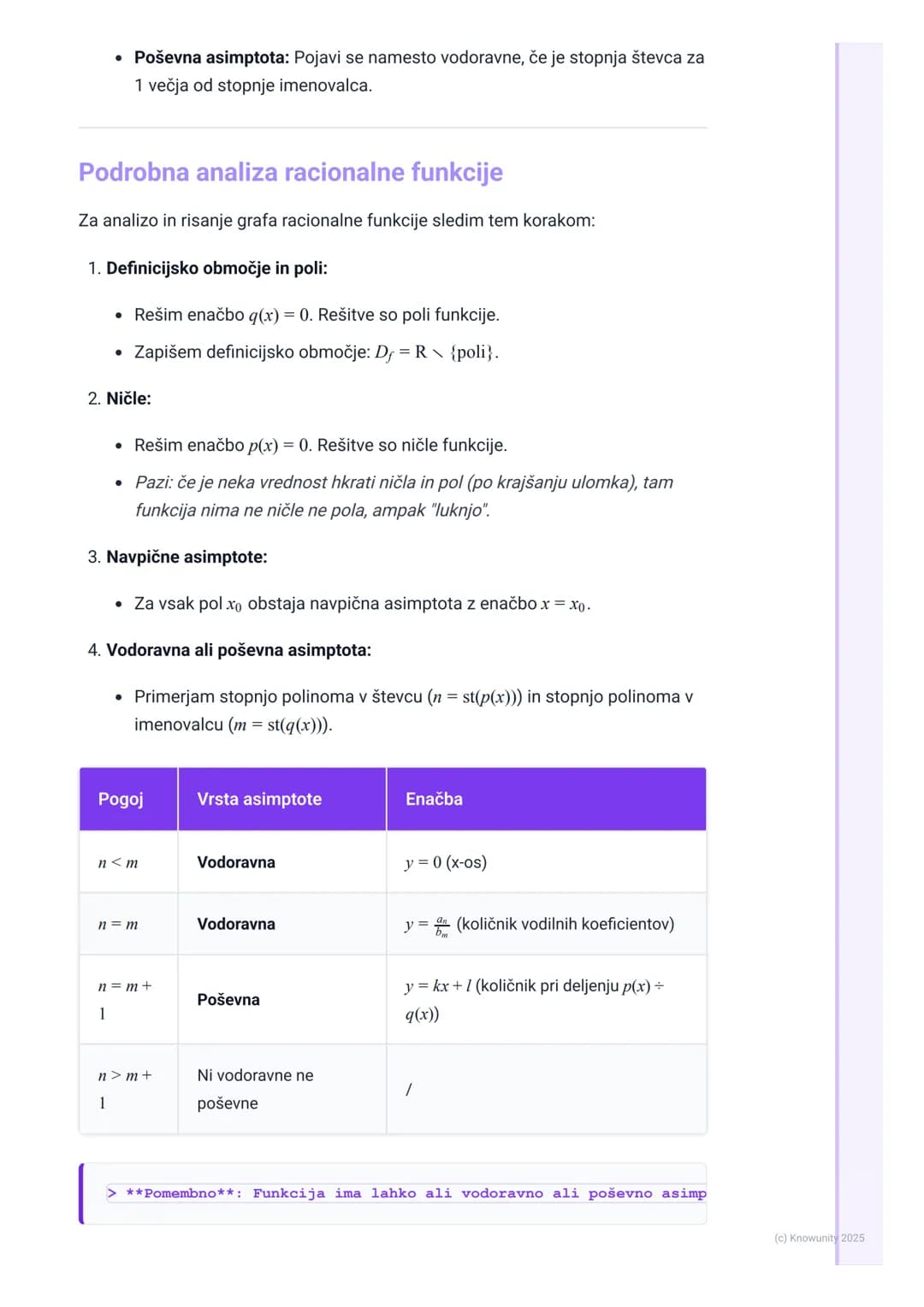 # Racionalne funkcije
Uvod v racionalne funkcije
Racionalna funkcija je funkcija, ki je določena kot kvocient dveh polinomov.
Splošna obli