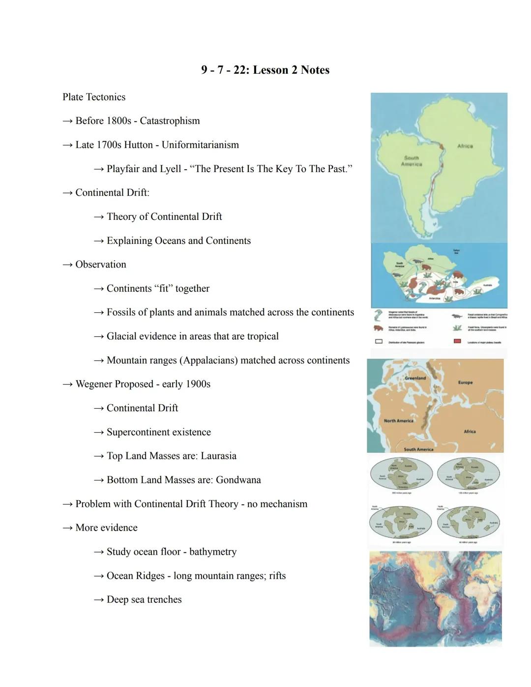 Plate Tectonics Notes - High School Geology Class