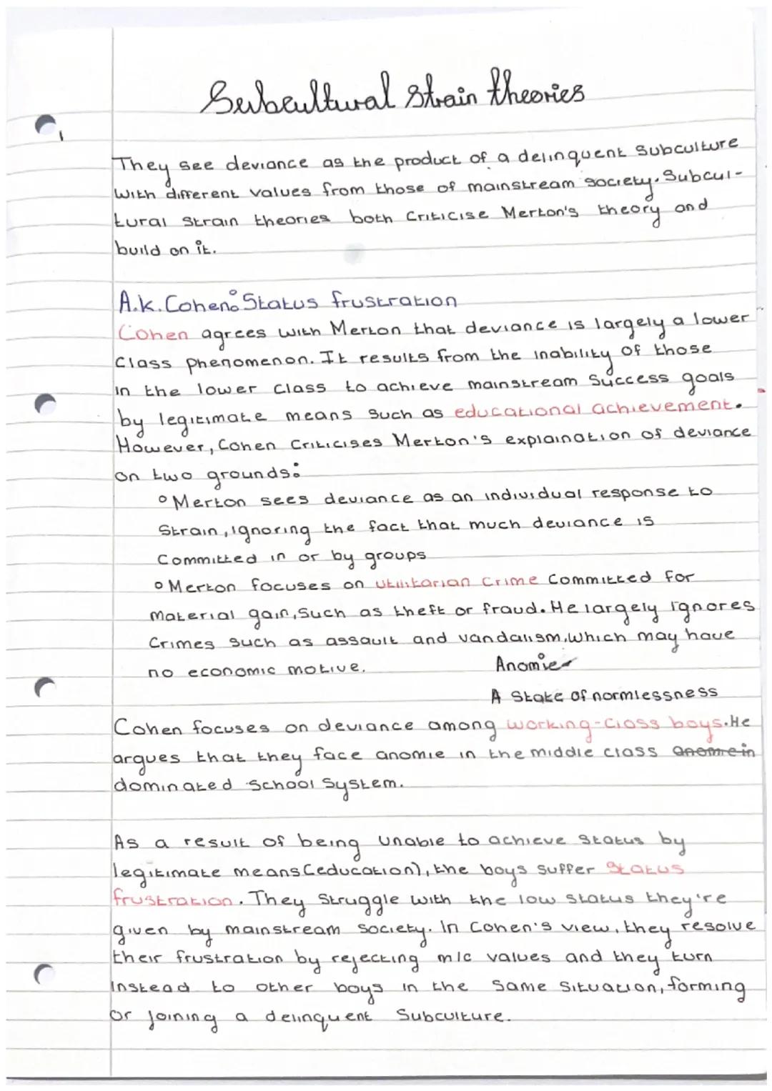 # Serbeultwal stain theories.
They see deviance as the product of a delinquent subculture
With different values from those of mainstream so