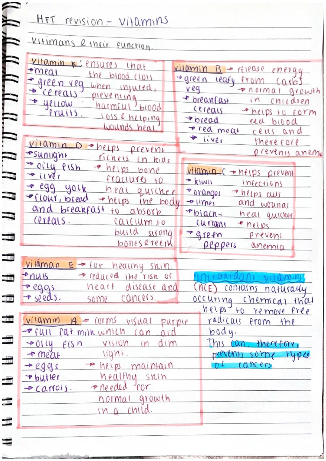 A A A A A A A A A A A A A A ⠀⠀ A HA
HFT revision- Vitamins
Vitimans & their function.
vitamin kensures that
meat
the blood clots
green veg w