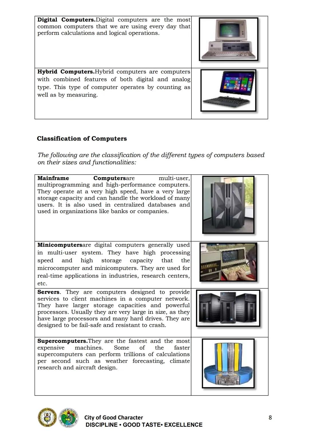 9
Department of Education
National Capital Region
SCHOOLS DIVISION OFFICE
MARIKINA CITY
TLE-Information and Communication Technology
Compute