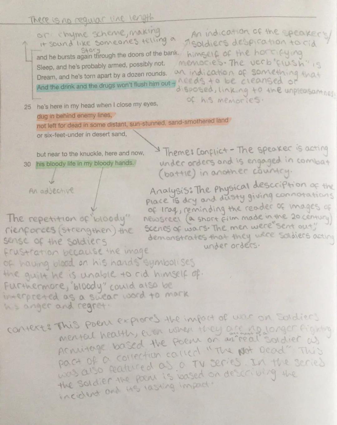 # GCSE ENGLISH LITERATURE
PAST AND PRESENT: POETRY ANTHOLOGY
In the poem, 3 soldiers were called to clear a bank that
was being looted, as
