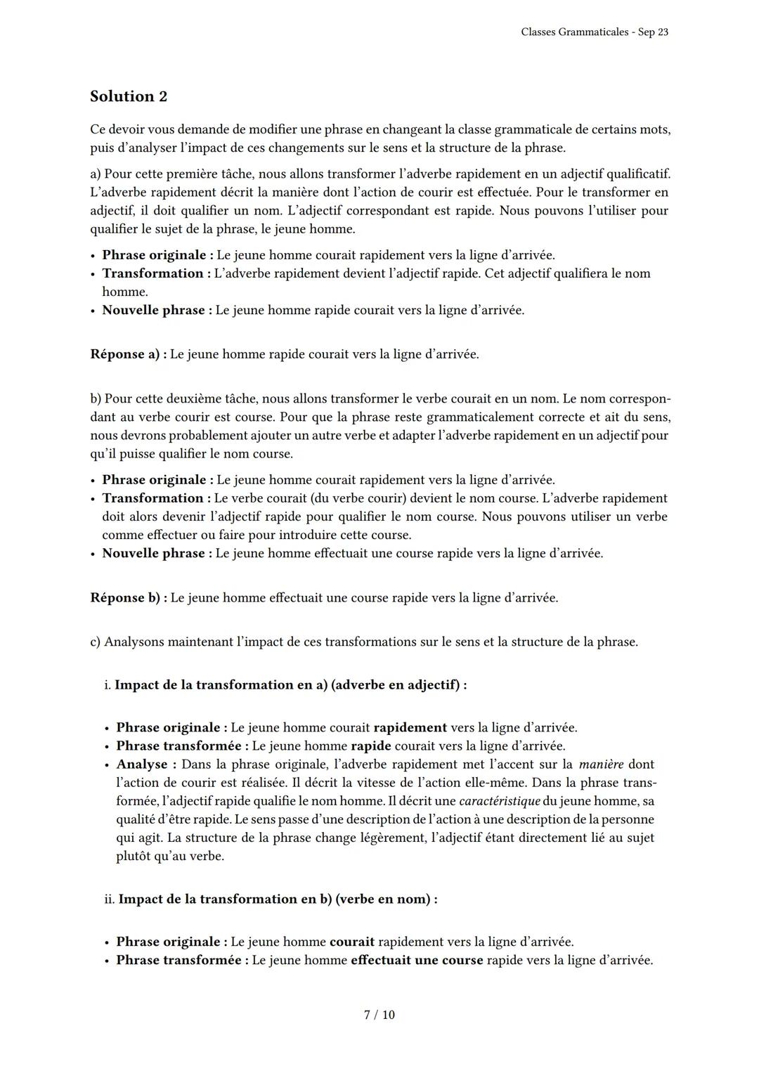 # Classes Grammaticales
Généré par Knowunity.fr - Sep 23
Description: Cet examen couvre les classes grammaticales et la nature des mots.